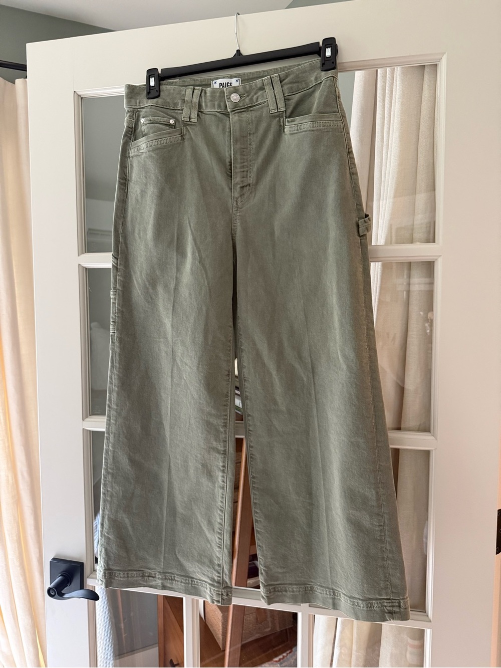 PAIGE Olive Green Wide-Leg Jeans